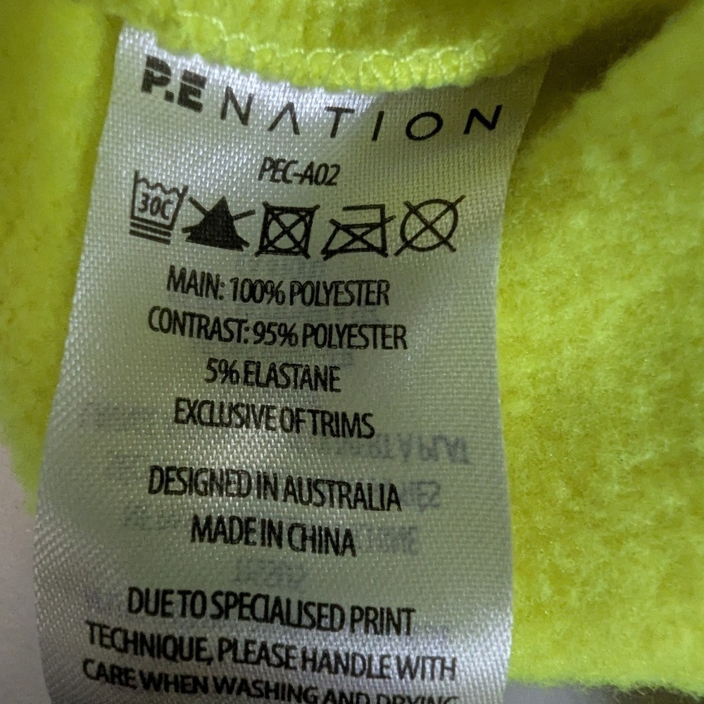 KITH x P.E NATION Cropped Sweatshirt Neon Lime Yellow Logo XS Athleisure Kithmas - Picture 10 of 13